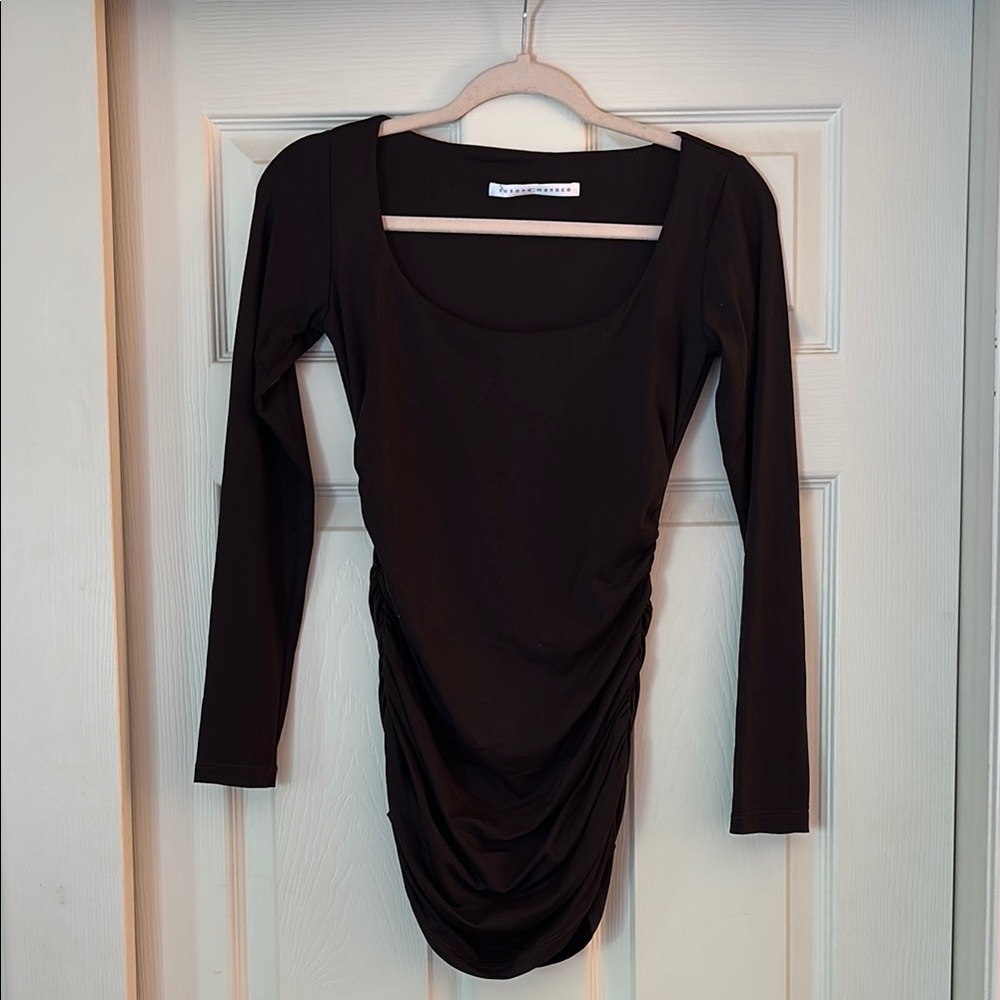 Susana Monaco Brown Ruched Long Sleeve